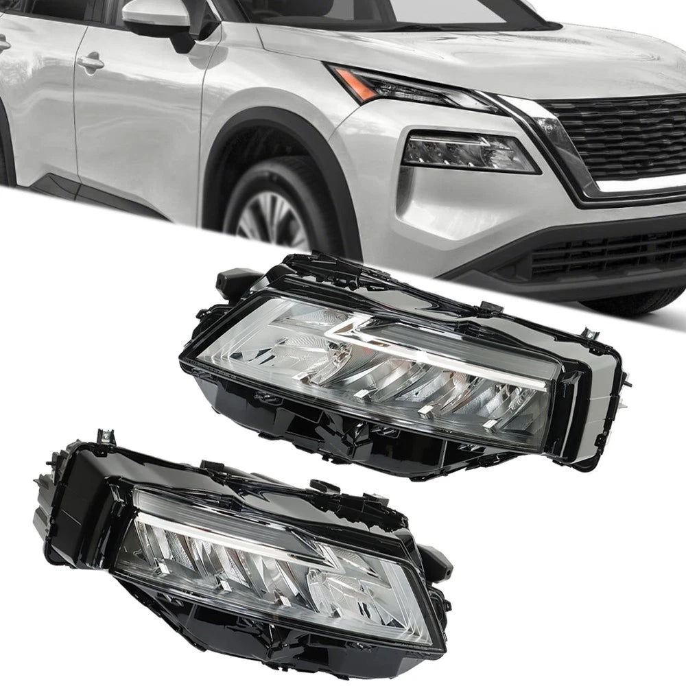 LED Headlight Housing Set for Nissan Rogue (2021–2023) Chrome Driver+Passenger
