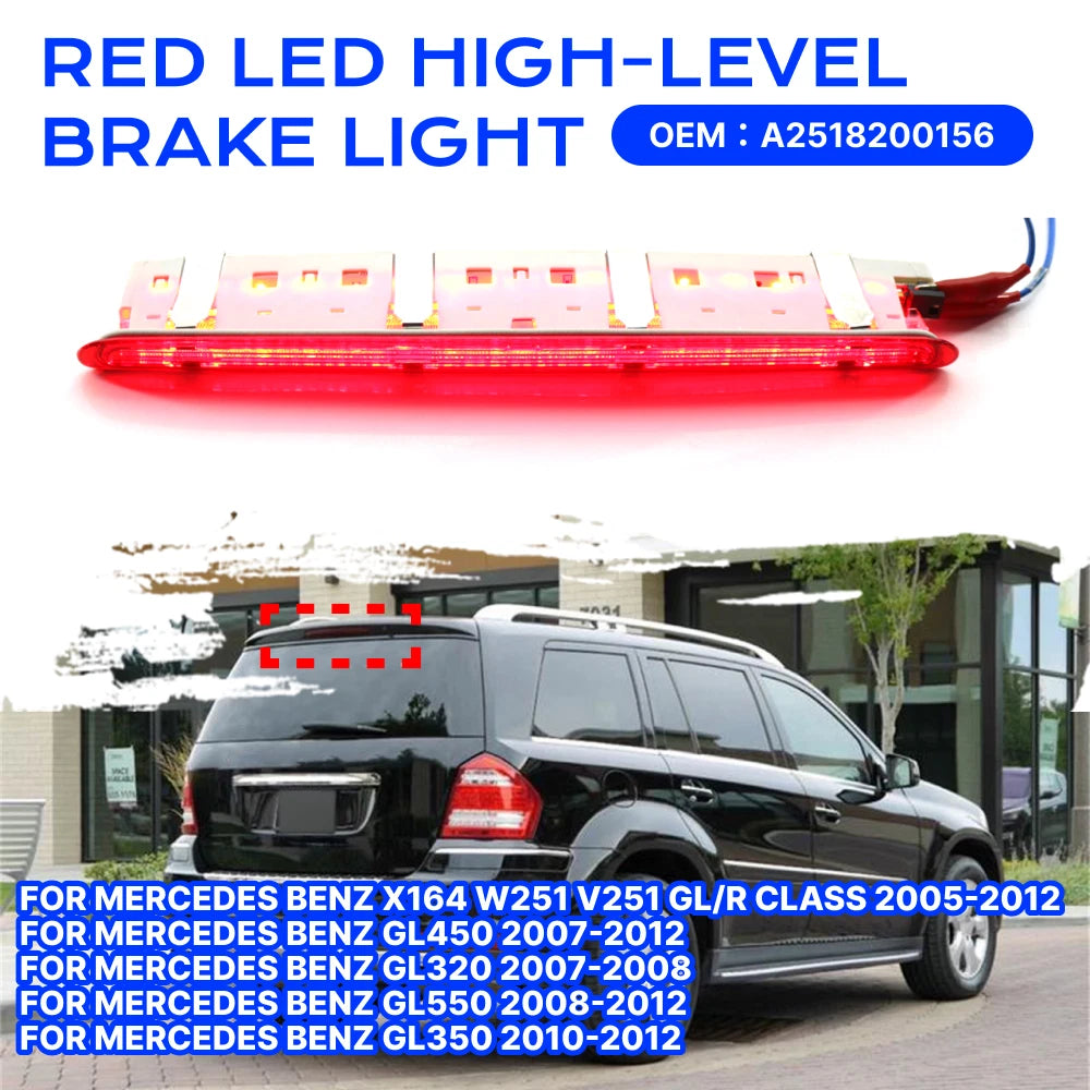 Red LED Third Brake Light for Mercedes R Class W251 X164 (2006–2017)