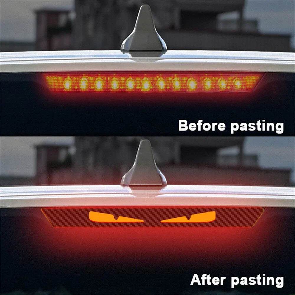 3D Carbon Fiber Look Demon Eye Brake Tail Light Decal for Universal (All Years)