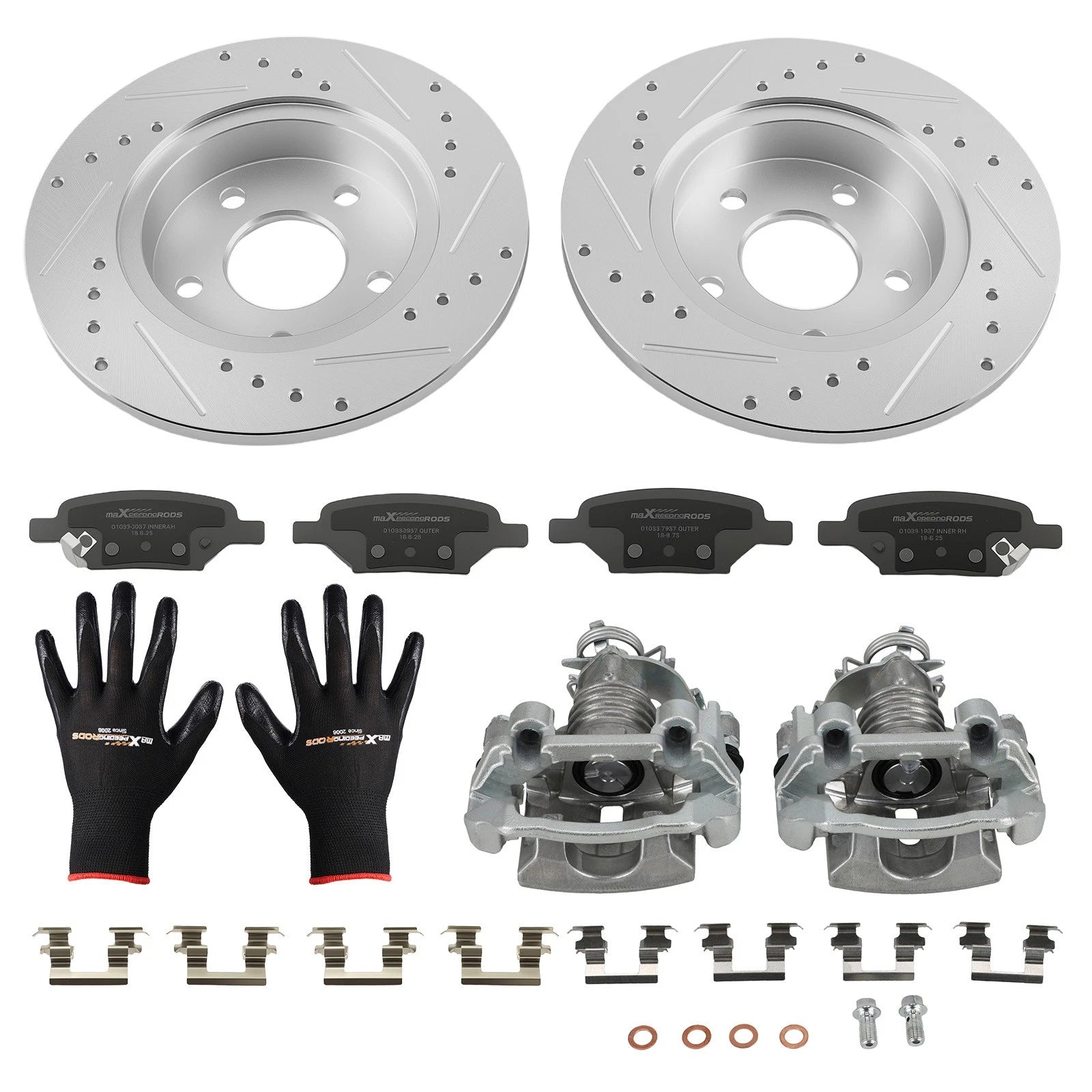 Rear Brake Rotors & Calipers w/Ceramic Pads for Pontiac Pursuit (2006) 18-B4893