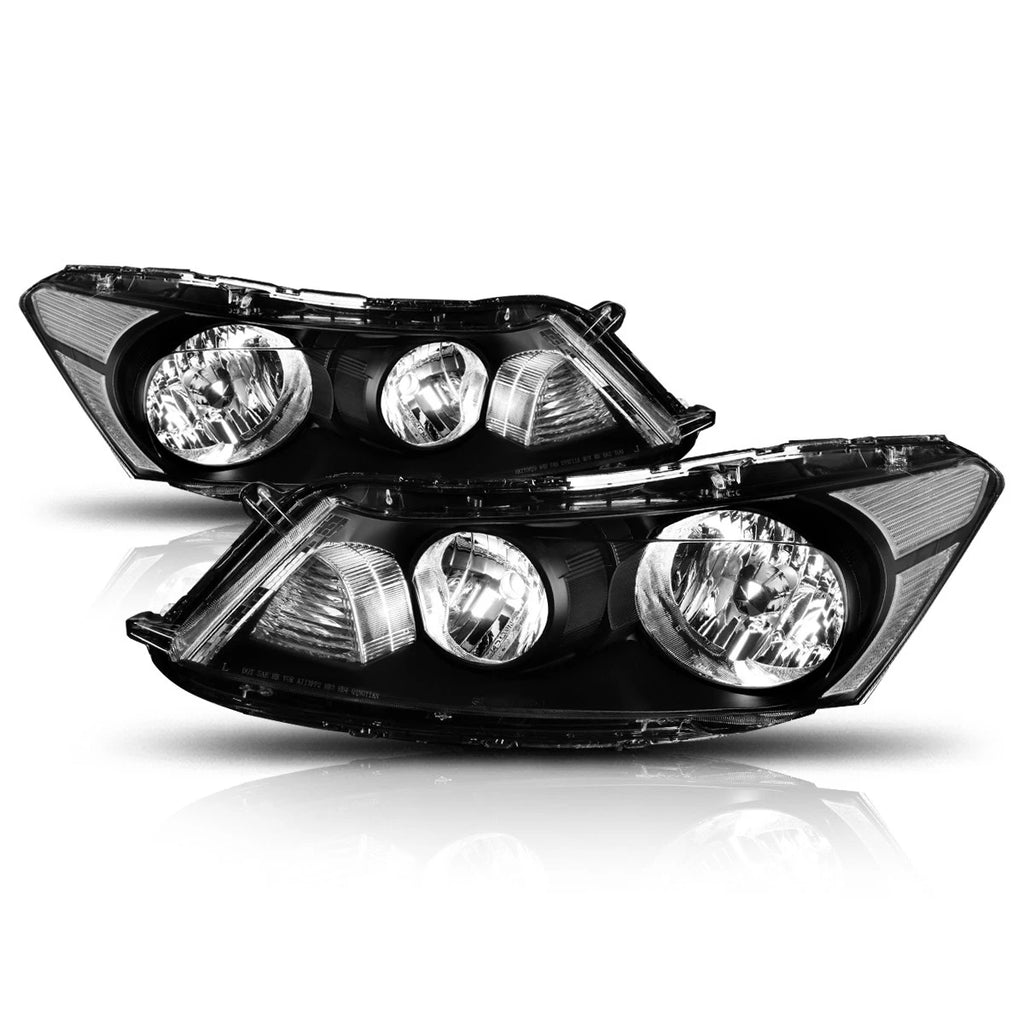 Headlight Set for Honda Accord Sedan (2008–2012) Black Housing Clear Corner