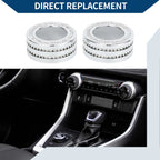 Set of 2 AC Climate Heater Switch Knob Cover Rings for Toyota RAV4 (2020–2023) Silver Tone