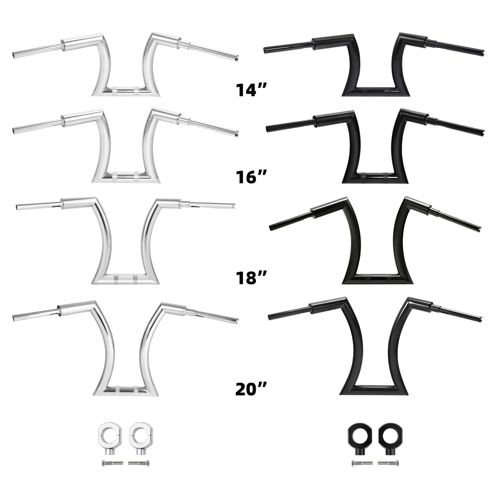 2" Rise Handlebar Risers for Harley Sportster Softail (14" 16" 18" 20")