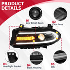 HECASA Halogen LED DRL Projector Headlights for Dodge Charger (2015–2022)