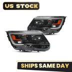 Set of 2 Halogen Headlights for Ford Explorer (2016–2018) w/ Police Interceptor