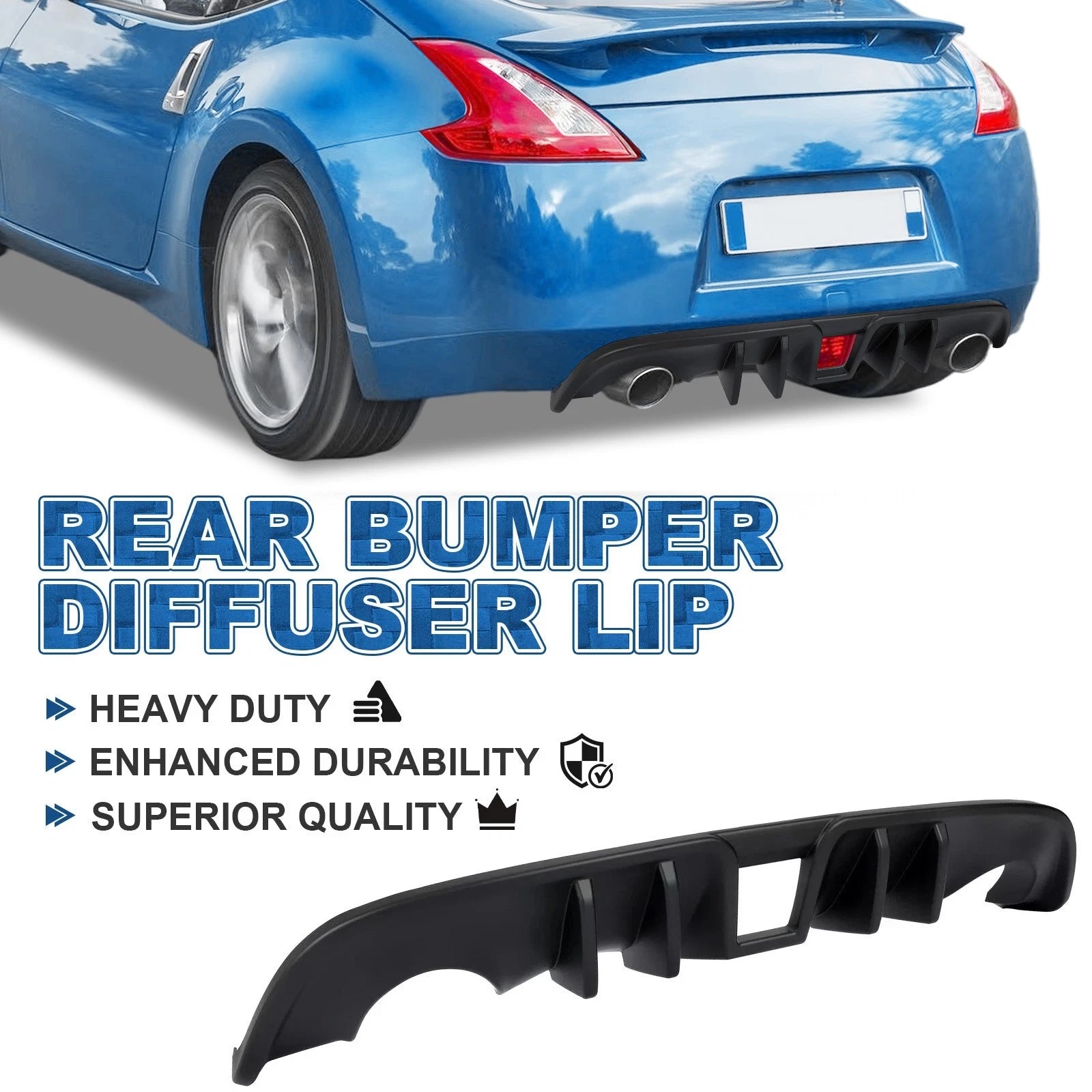 Matte Black Rear Bumper Lip Diffuser for Nissan 370Z (2009–2020)