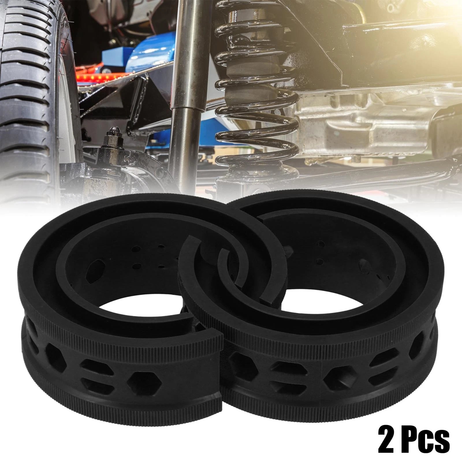 2X Black Coil Spring Rubber Buffer for Ford, Chevy (Universal D Type)