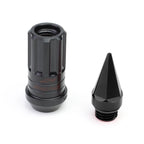 Set of 4 Spiked Cap Steel Black 16" Rim Lugs + 4 Lock Nuts + Adapter M12x1.5