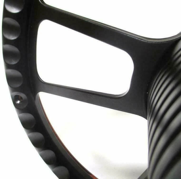 14 Inch Black Barrel Wood Steering Wheel with Bowtie Horn for 1974–1994 Chevy Pickup