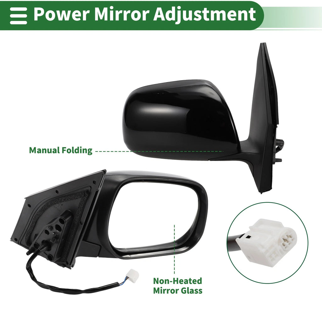 Right Side Door Mirror for Toyota RAV4 (Manual Folding, Gloss Black)
