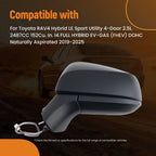 Driver Side Mirror for Toyota RAV4 (2019–2025) Power Black 3Pin TO1320387