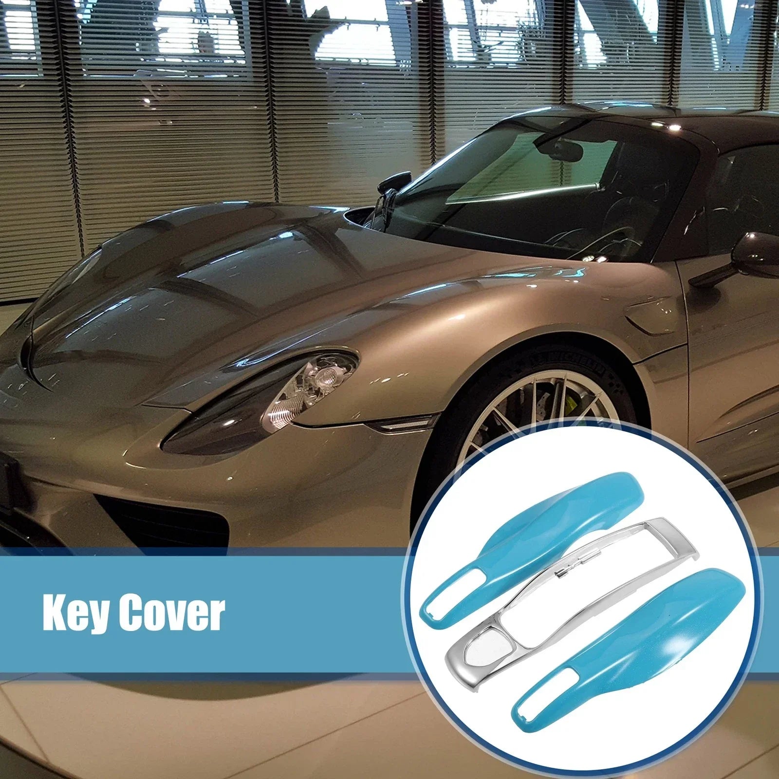 Vehicle Remote Key Cover Case for Porsche Macan 2014-Up - Blue