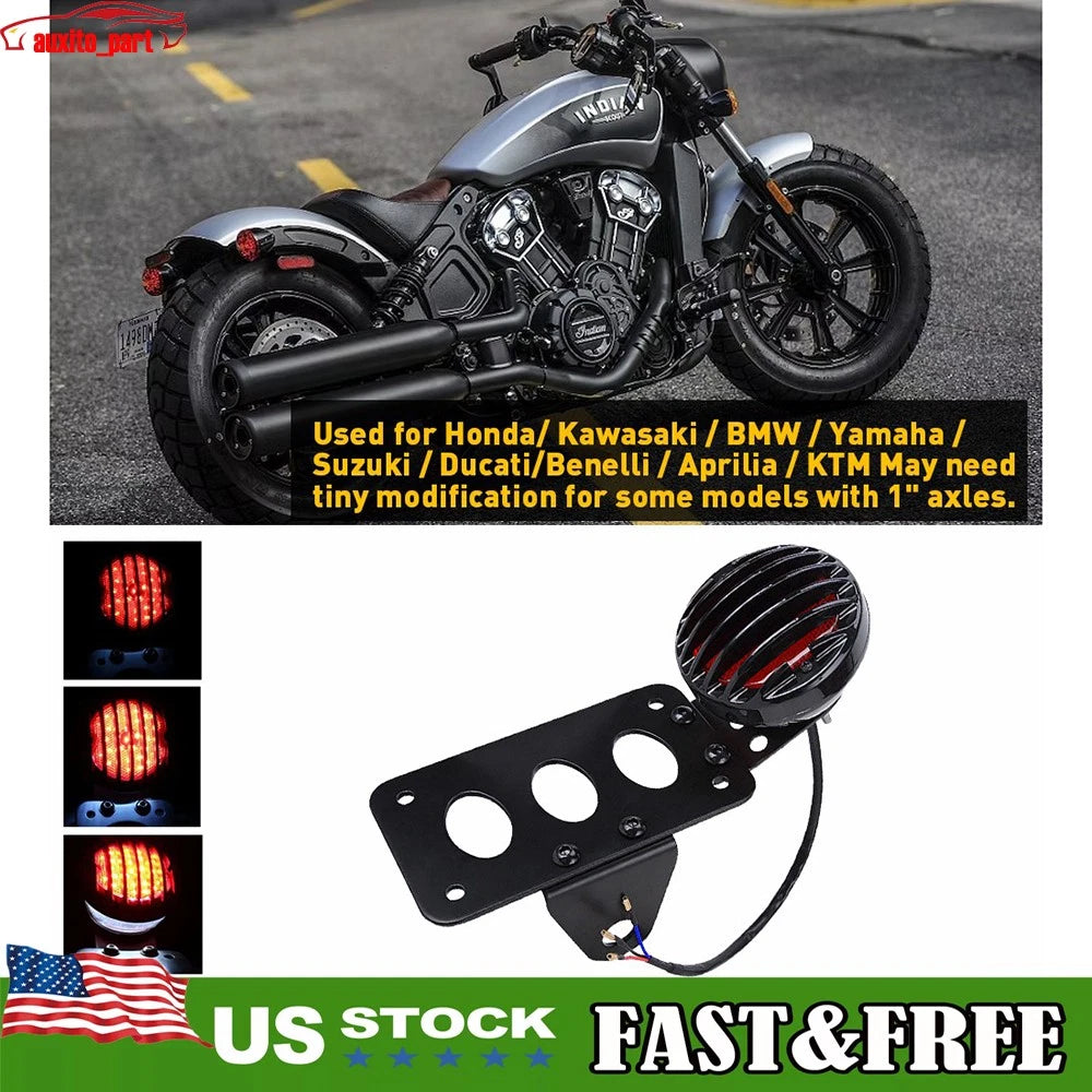 LED Tail Brake Light Side Mount License Plate Bracket for Honda