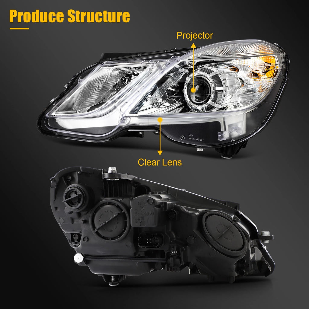 Pair Headlights for Mercedes Benz E350 E400 E550 (2010–2013) Chrome Projector