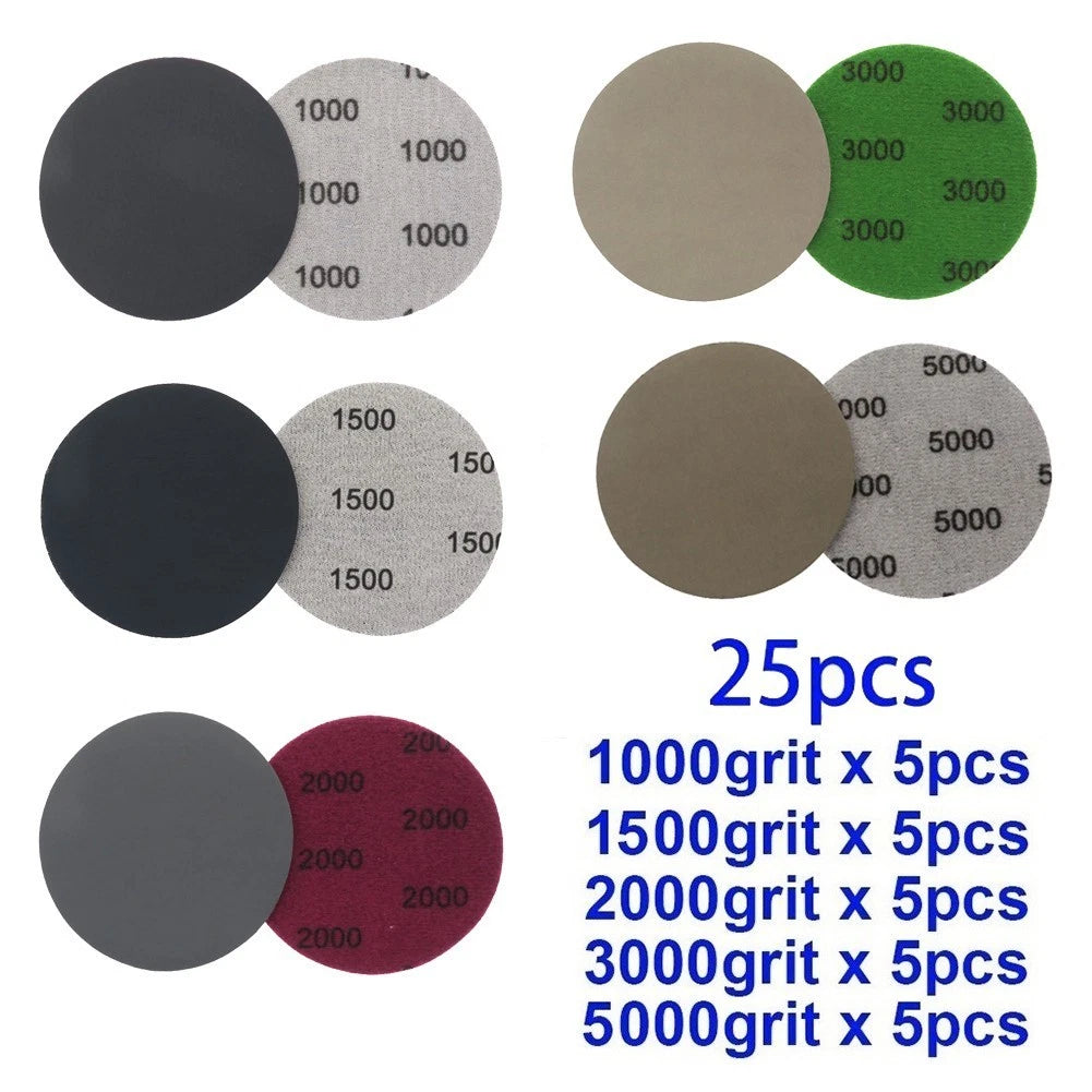 25PC Sanding Discs for Drywall Sander 3 Inch (1000-5000 Grit)