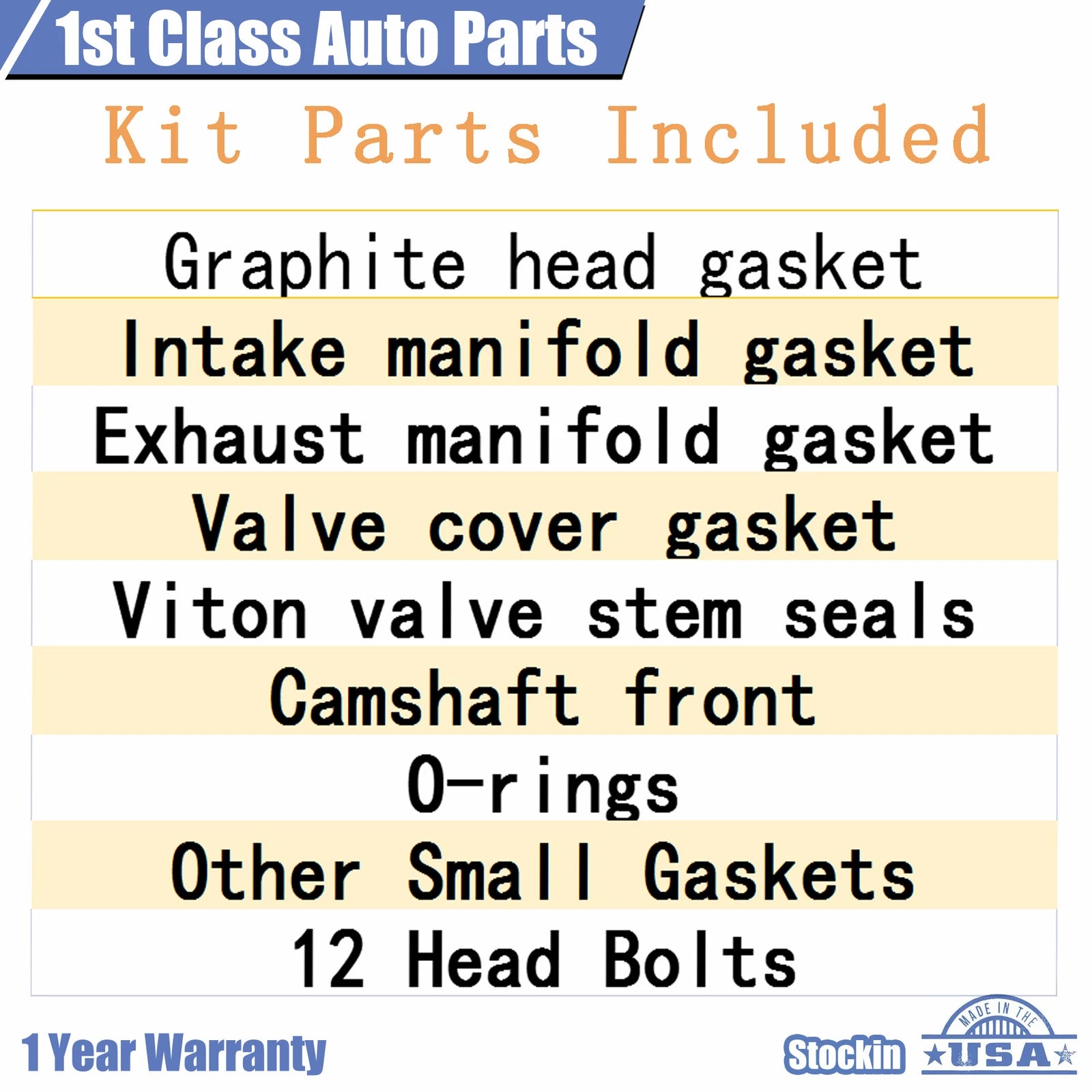 Engine Cylinder Head Gaskets Set of 12 for Subaru Legacy (2005-2009)