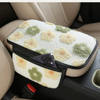 Armrest Cover for Women's Car (Plush Fleece, Floral Style)