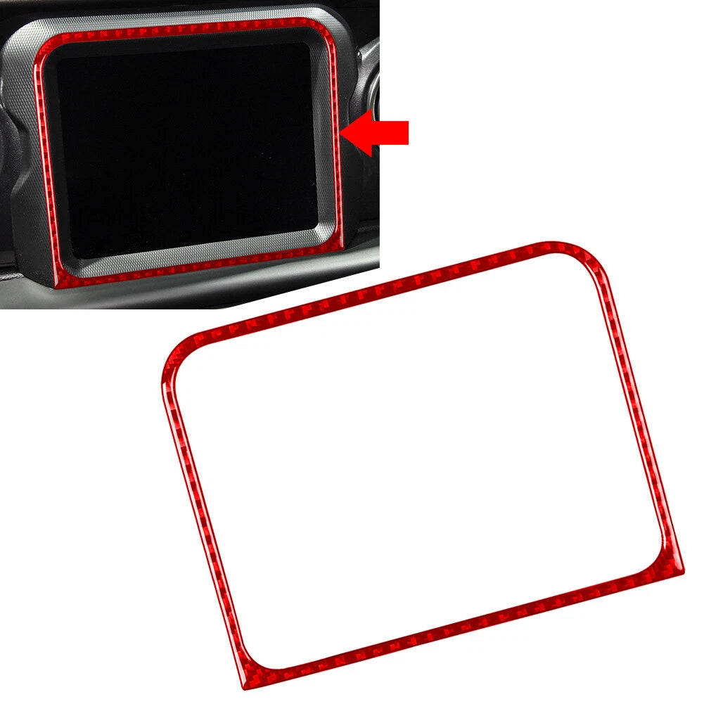 GPS Navigation Panel Cover Trim for Jeep Wrangler JL Gladiator JT (2018–2023) Carbon Red