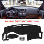 Dashmat Pad Cover for Infiniti FX35 FX45 FX50 (2003–2008) Black