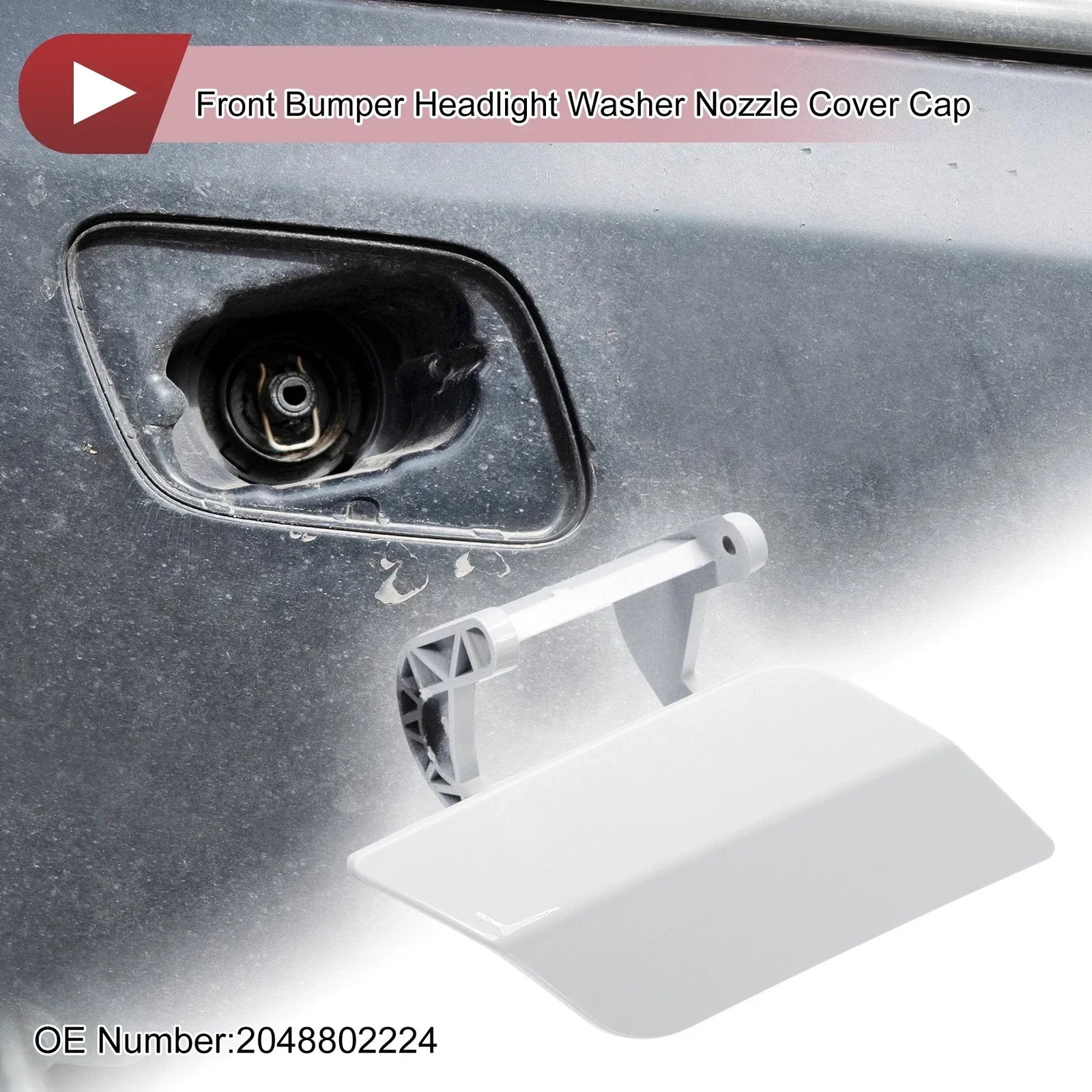 Front Right Washer Nozzle Cover for Mercedes-Benz C350 (2008-2014) White