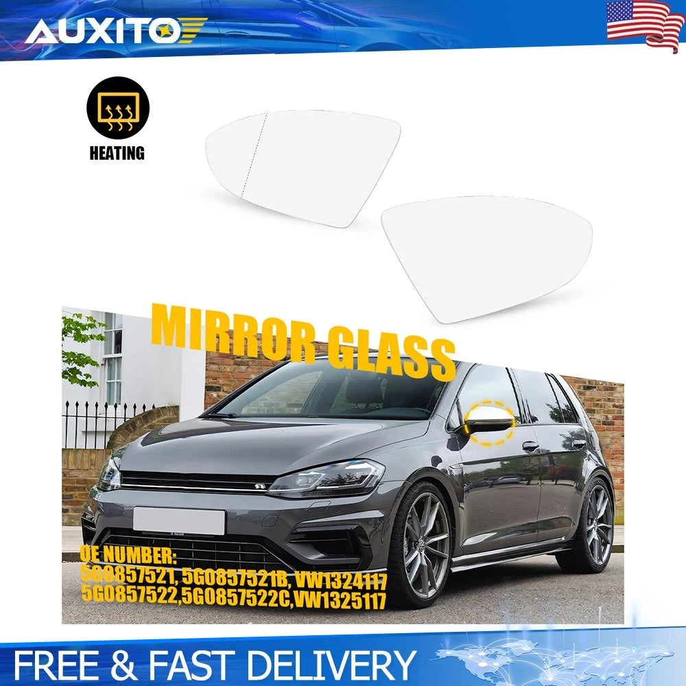 Pair Heated Side Mirror Glass for VW Golf GTI MK7 (2013–2018) 5G0857522