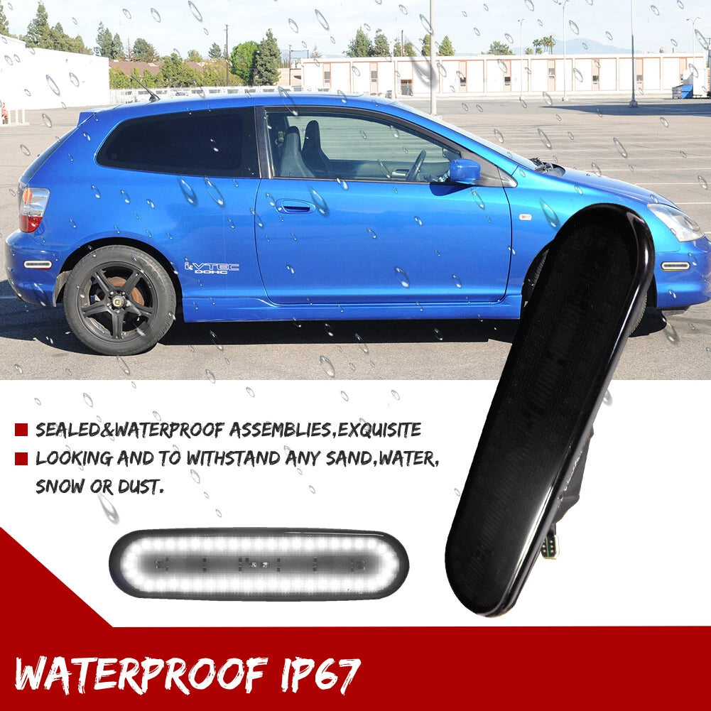 Smoked Lens White LED Side Marker Lights for Honda Civic Si (2002–2005)