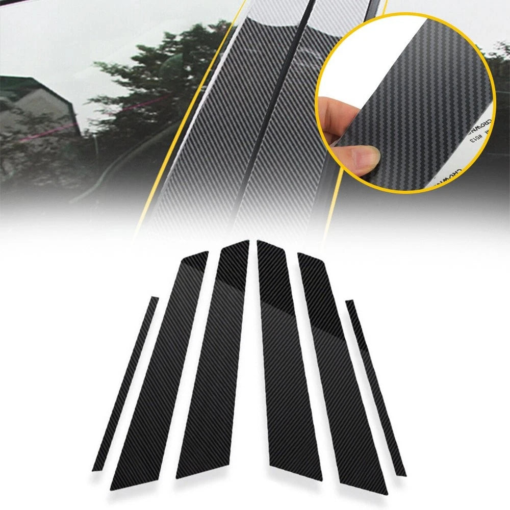 Set of 6 Black Pillar Post Trim Covers for Honda Civic (2006–2011)