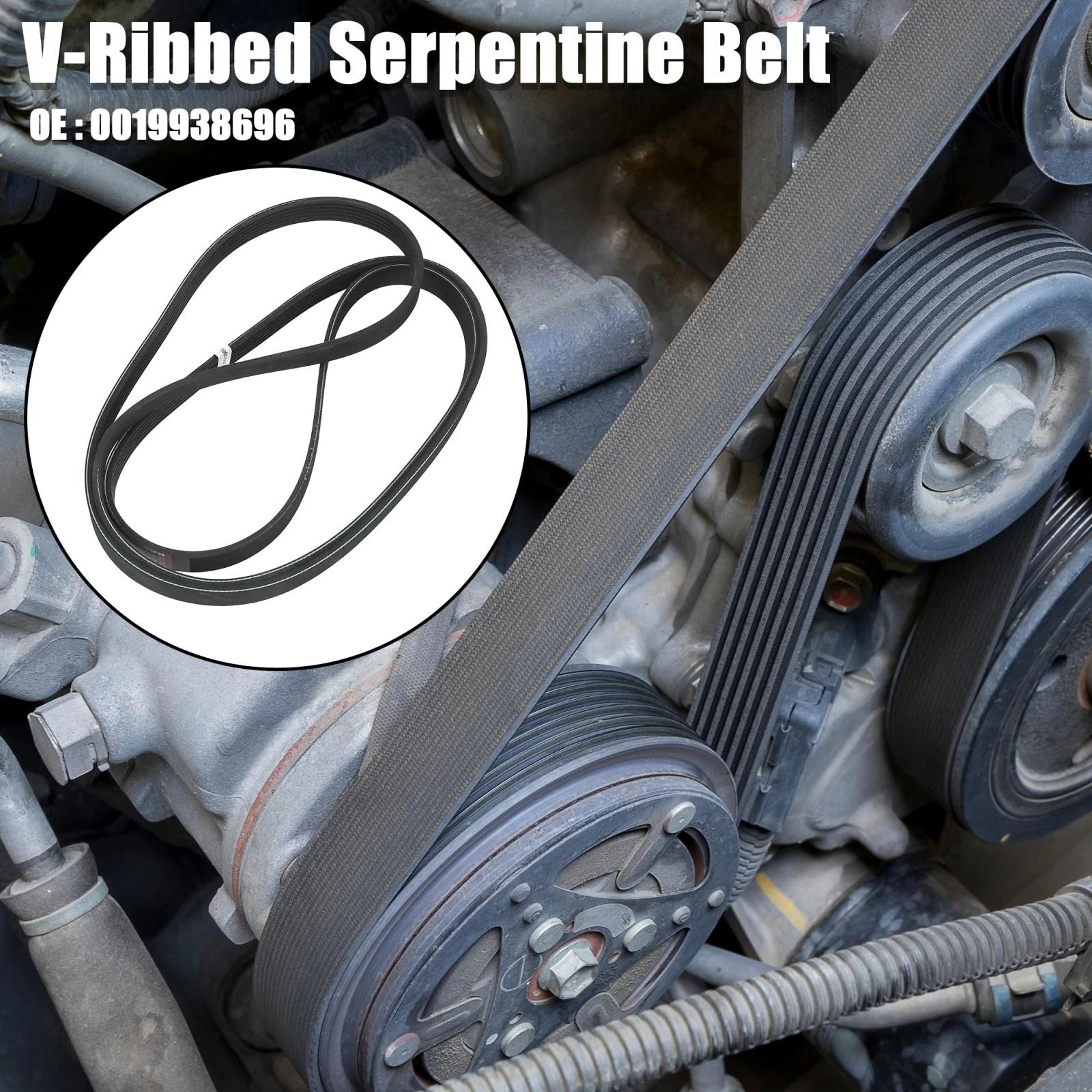 Rubber V-Ribbed Serpentine Belt 6PK2260 0019938696 for Porsche 911 (2004–2005)