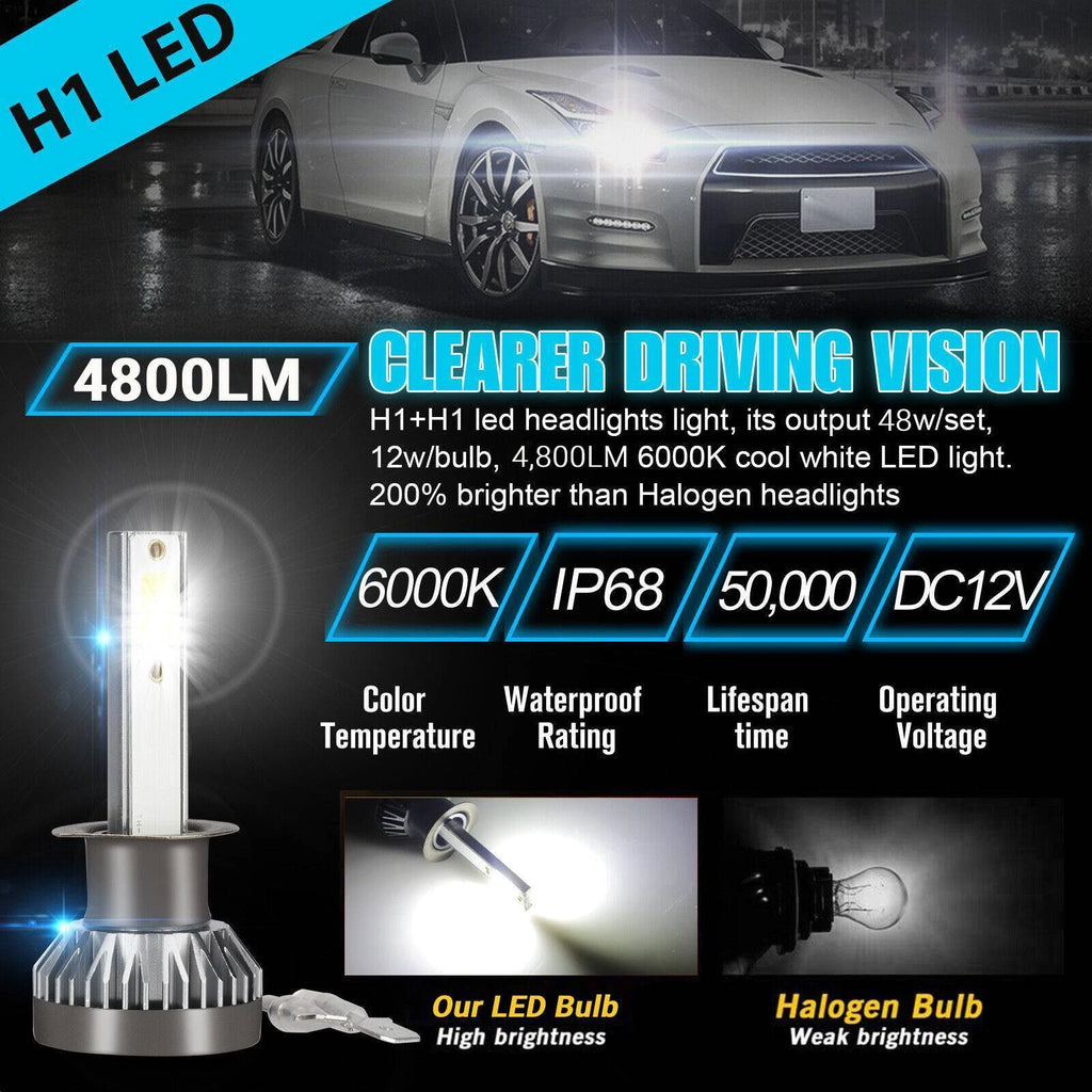 4X H1 LED Headlight Bulbs Conversion Kit for