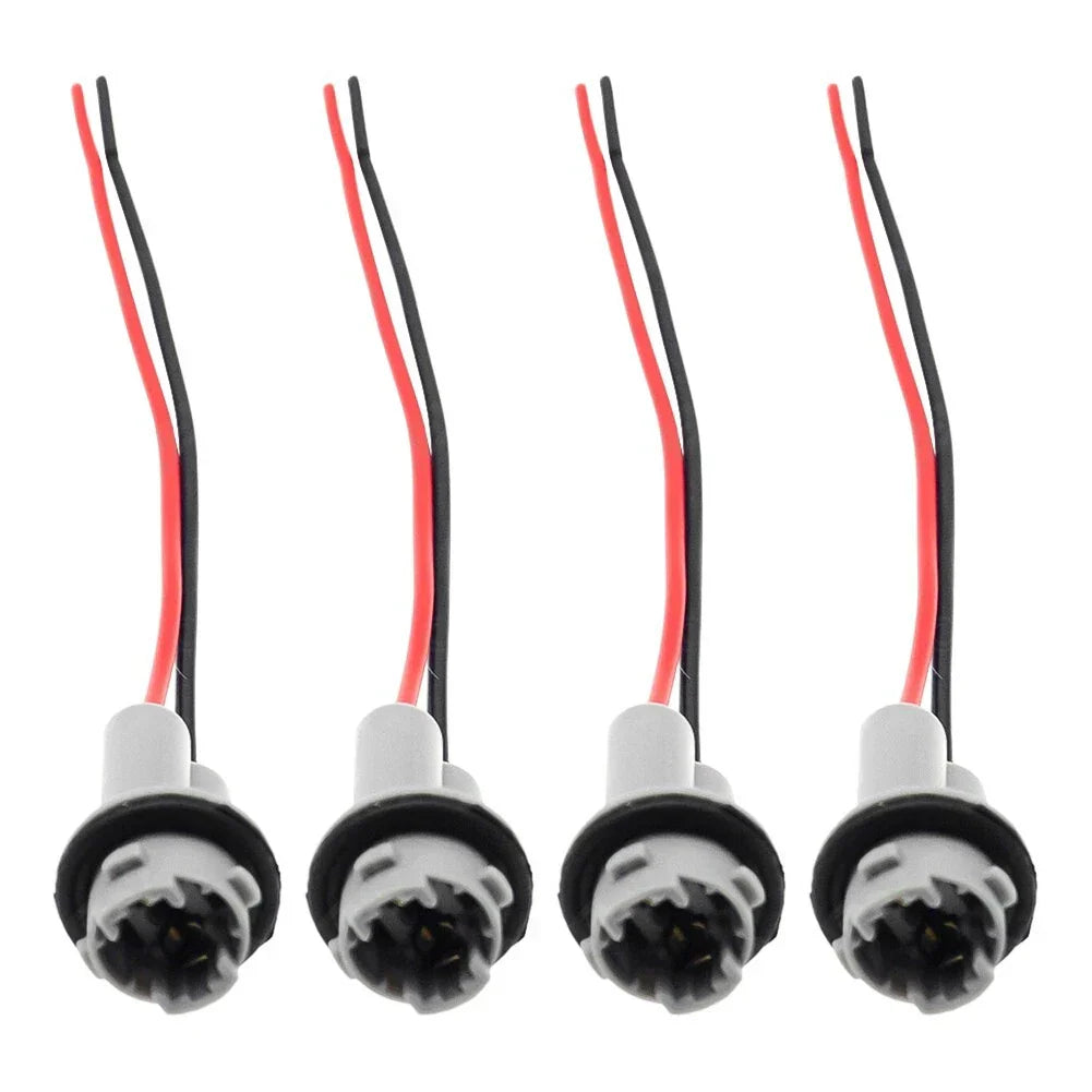 4x Connector Socket Bulb Bundle PigTail T15 Rubber Wedge LED