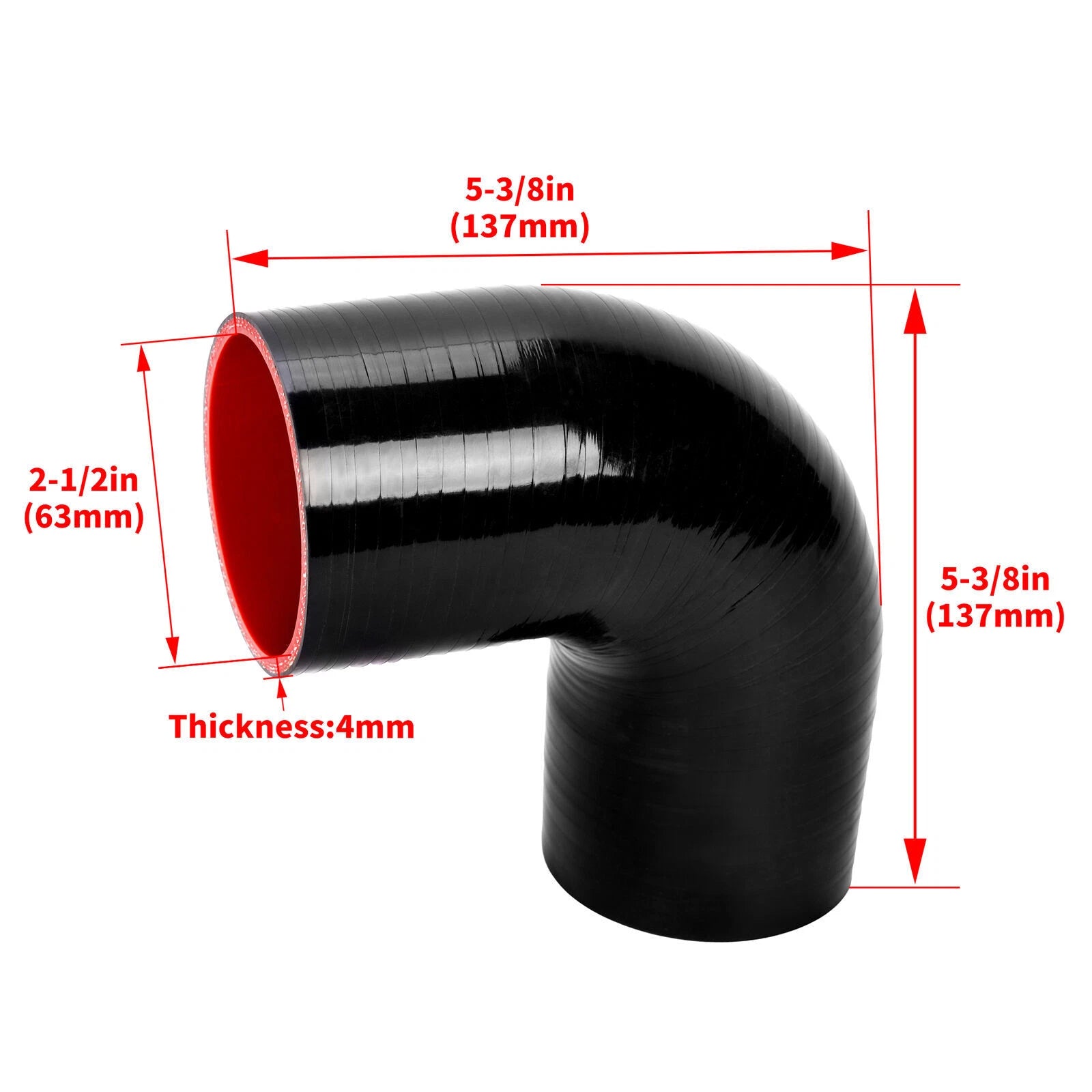 2.5" Universal Aluminum Turbo Intercooler Pipe Kit with Hose and Clamp