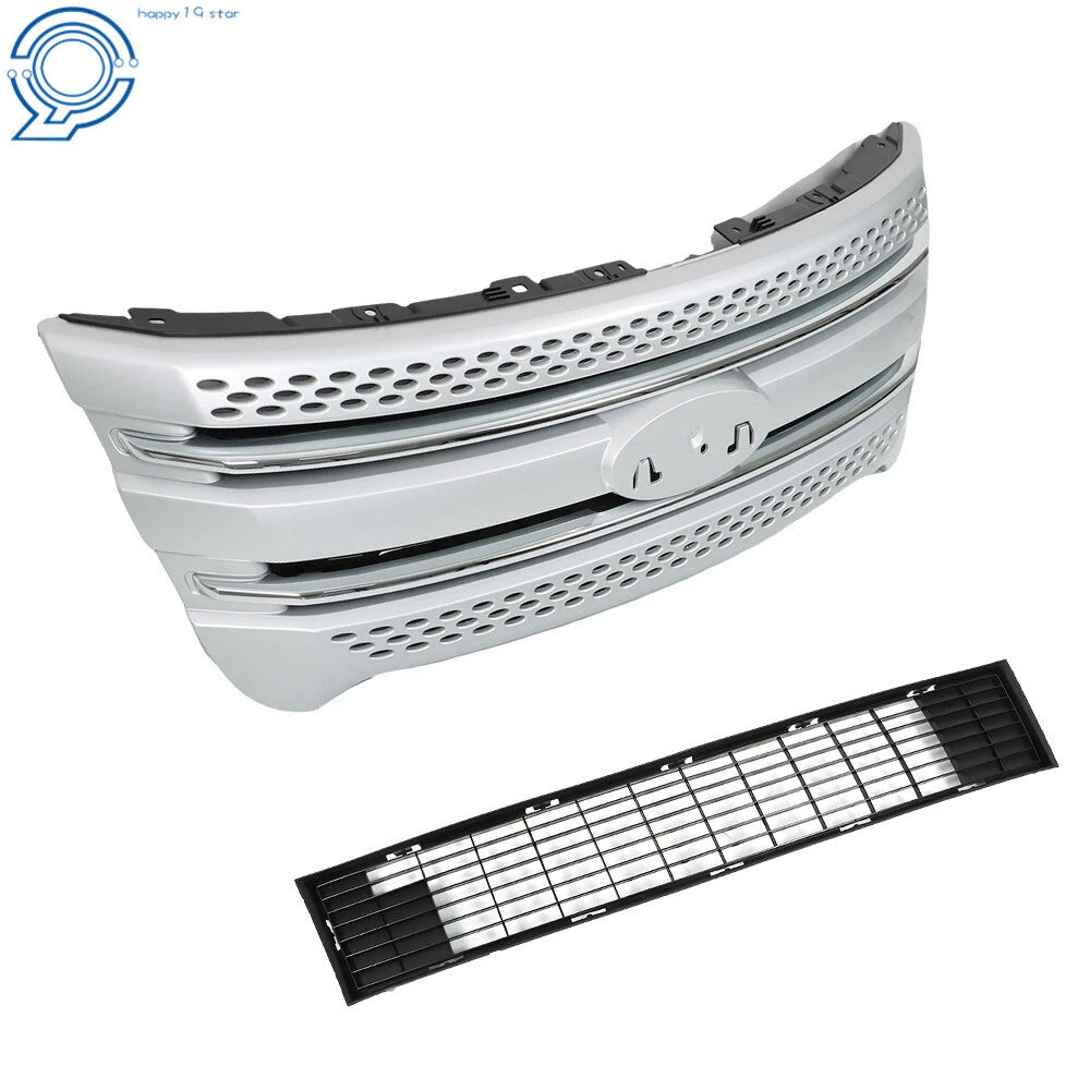 Front Bumper Upper Grille Assembly for Ford Explorer (2011-2015) Silver