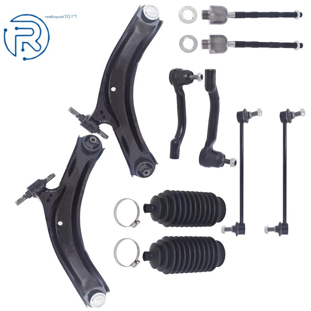 Front Lower Control Arms Tie Rods Suspension Kit for Nissan Rogue (2008–2013)