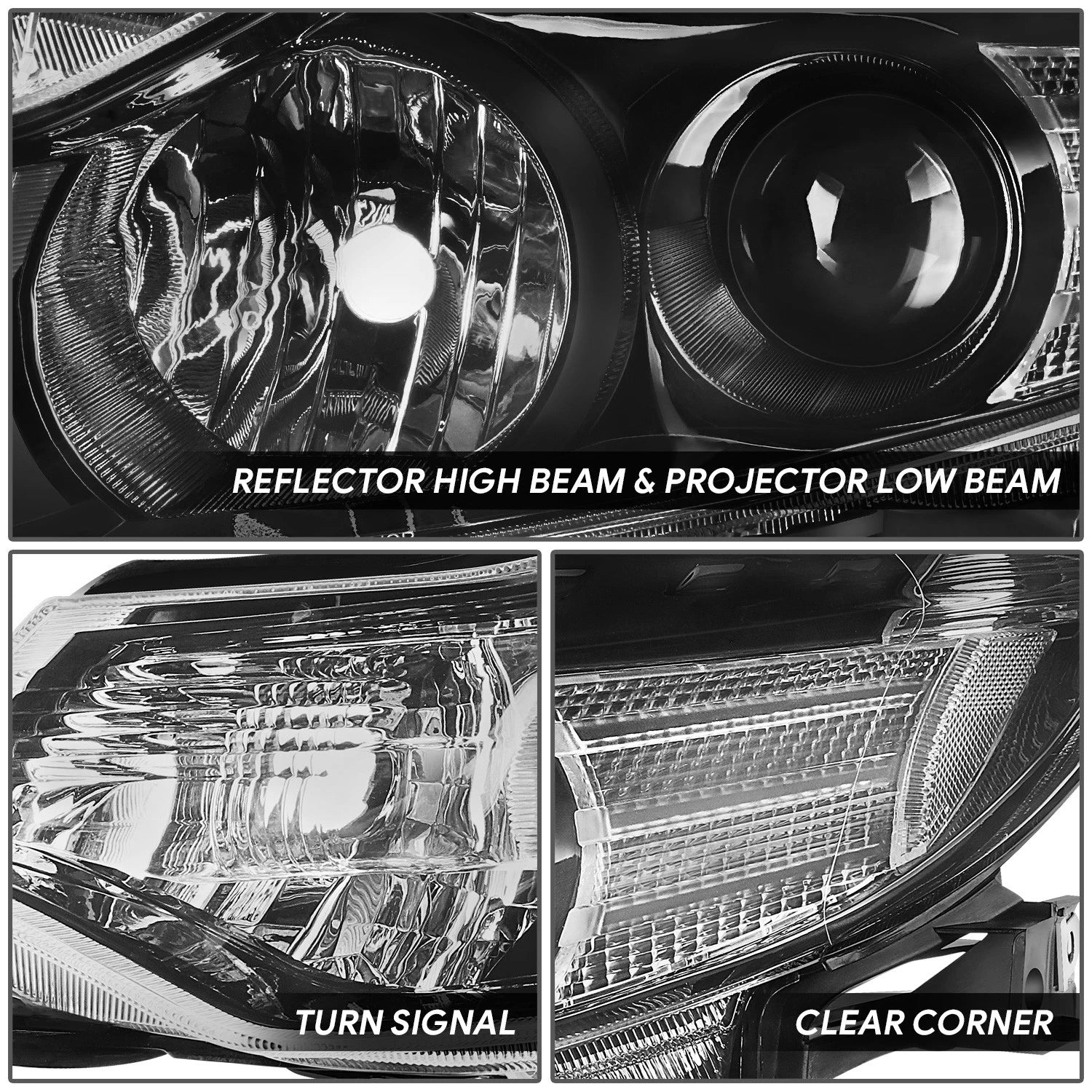 Projector Headlights Lamps for Nissan Murano (2009–2014) Black Housing Amber