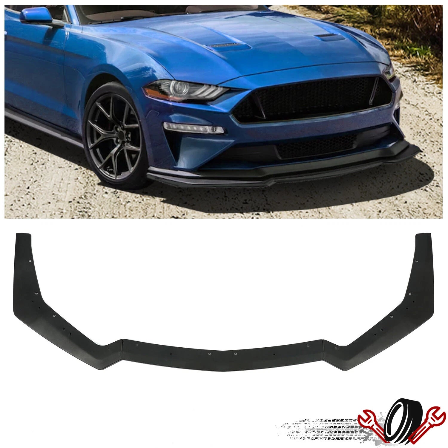 Front Bumper Lip Splitter for Ford Mustang GT (2018–2023) Matte Black