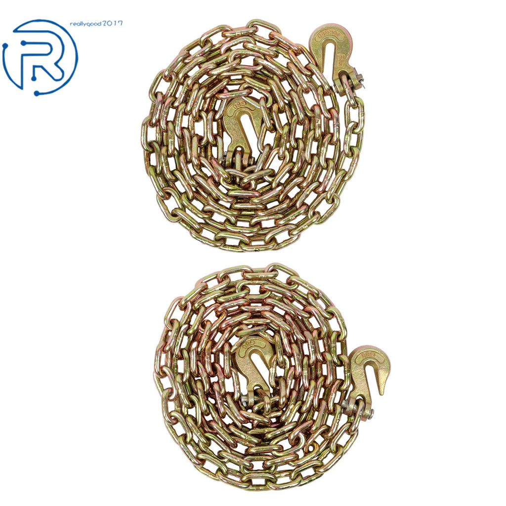 Set of 2 G80 Tie Down Tow Chains with Hooks for Various Vehicles