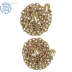 Set of 2 G80 Tie Down Tow Chains with Hooks for Various Vehicles