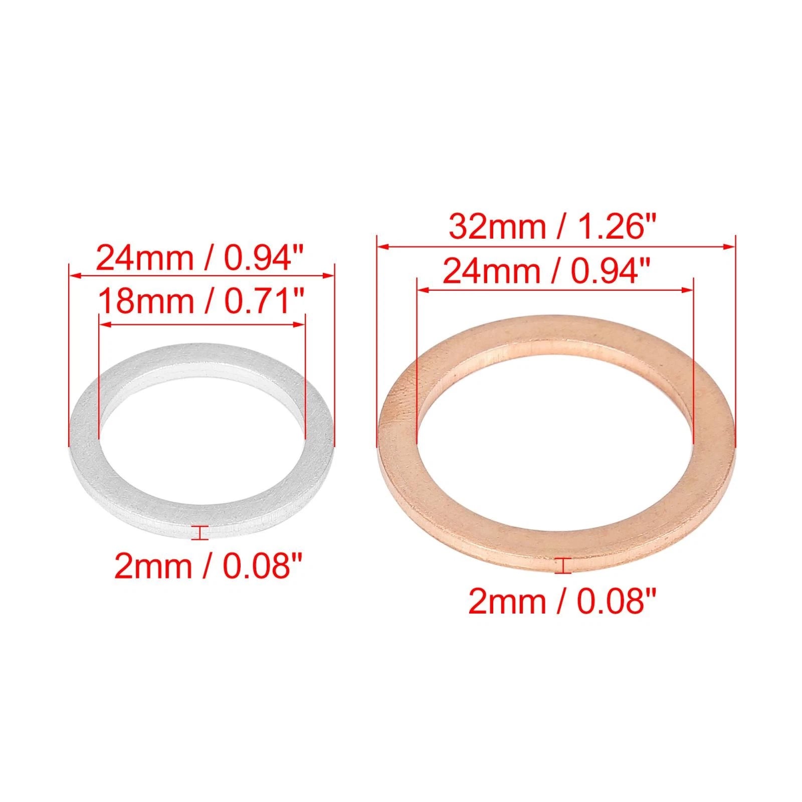 Set of 6 Oil Drain Plug Gaskets for Toyota (12157-10010, 90430-24003)