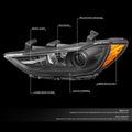 Pair of Projector Headlight Lamps for Elantra (2017–2018) - Black/Amber