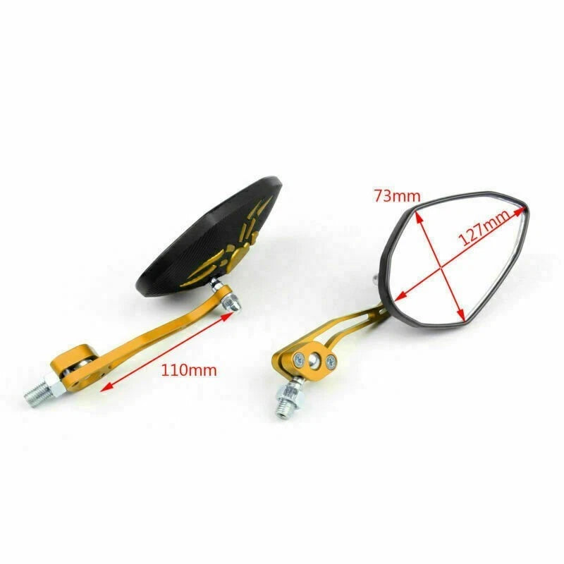 Universal 8mm 10mm Motorcycle Rear View Side Mirrors Gold