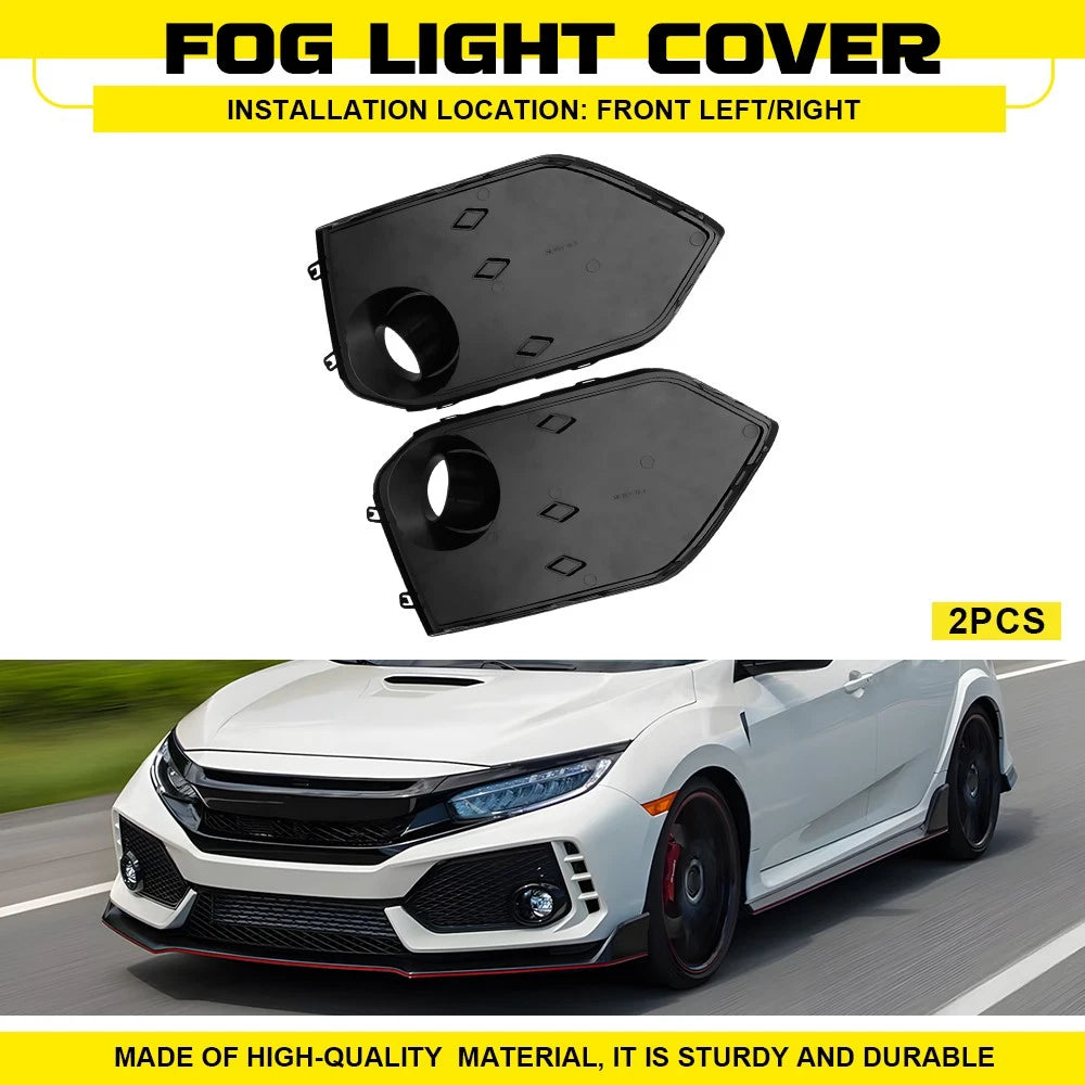 Pair Front Grille Fog Light Covers for Honda Civic Type R (2017–2020)