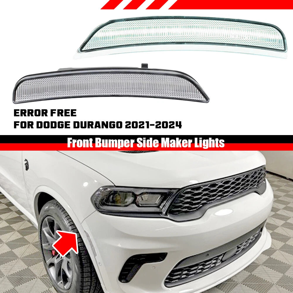 Clear White LED Front Bumper Side Marker Light for Dodge Durango (2021–2026)