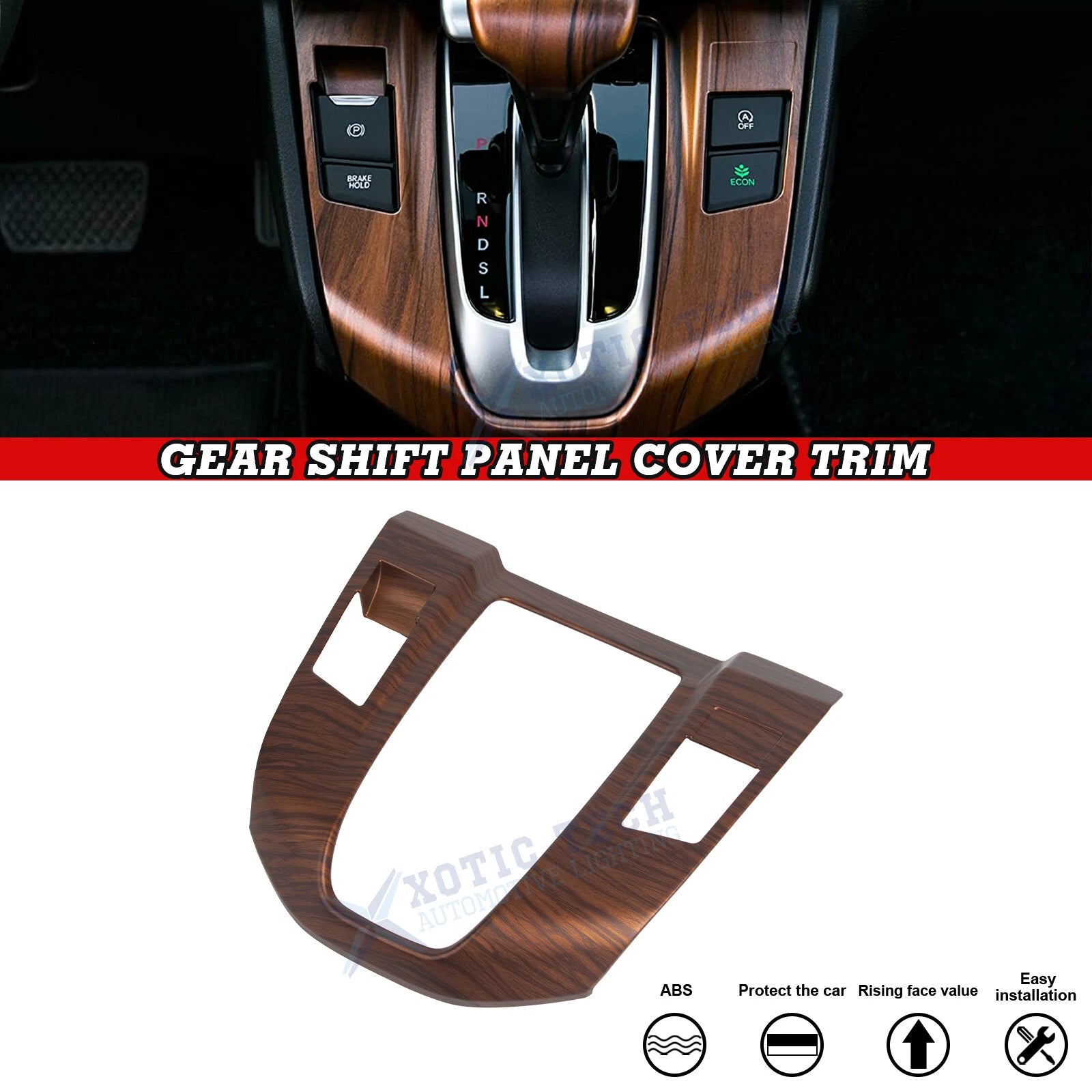 Peach Wood Grain Center Gear Shift Panel Cover for Honda CR-V (2017–2022)