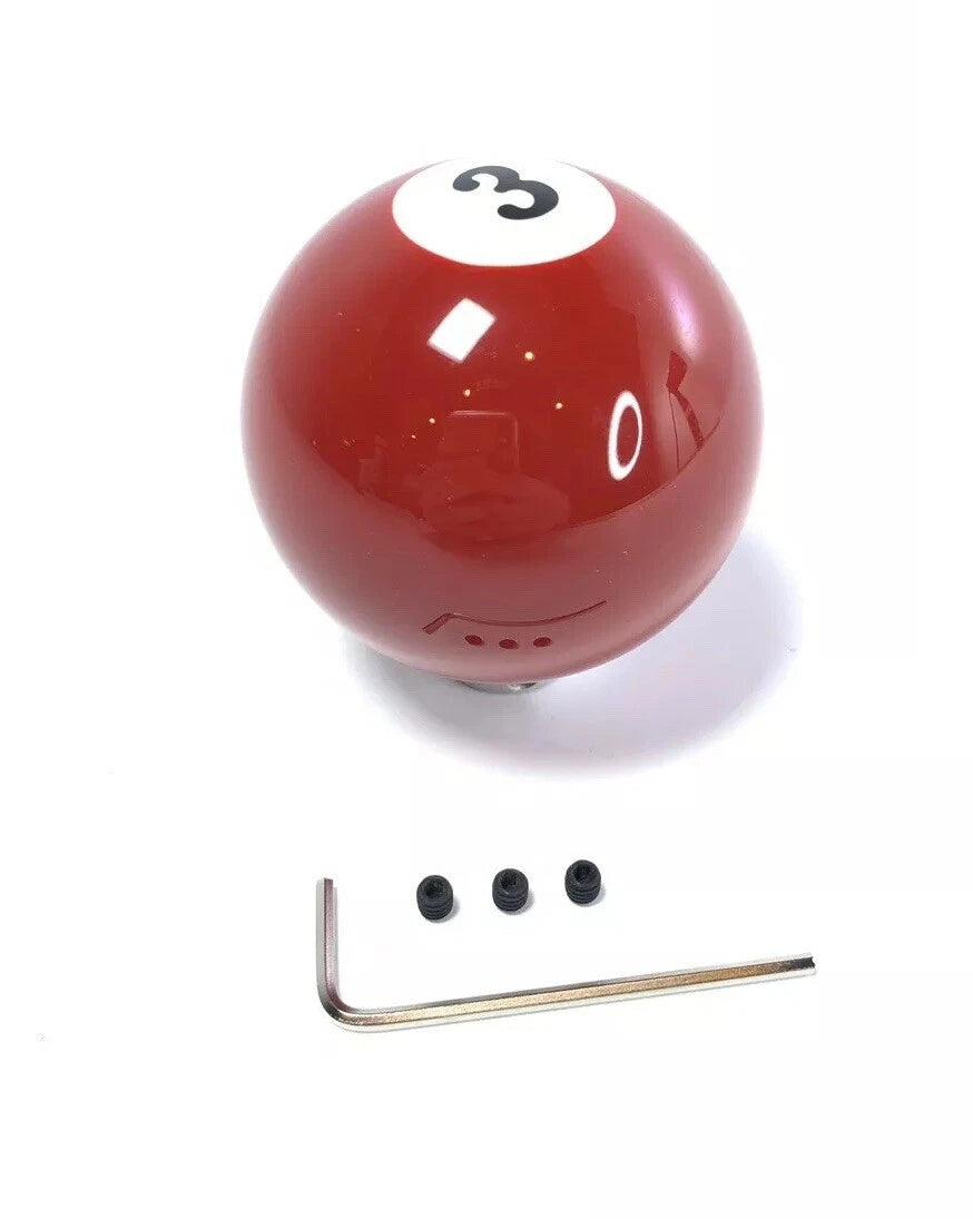 Gear Shift Knob Replacement for Pool Ball Style (Red Solids) Universal