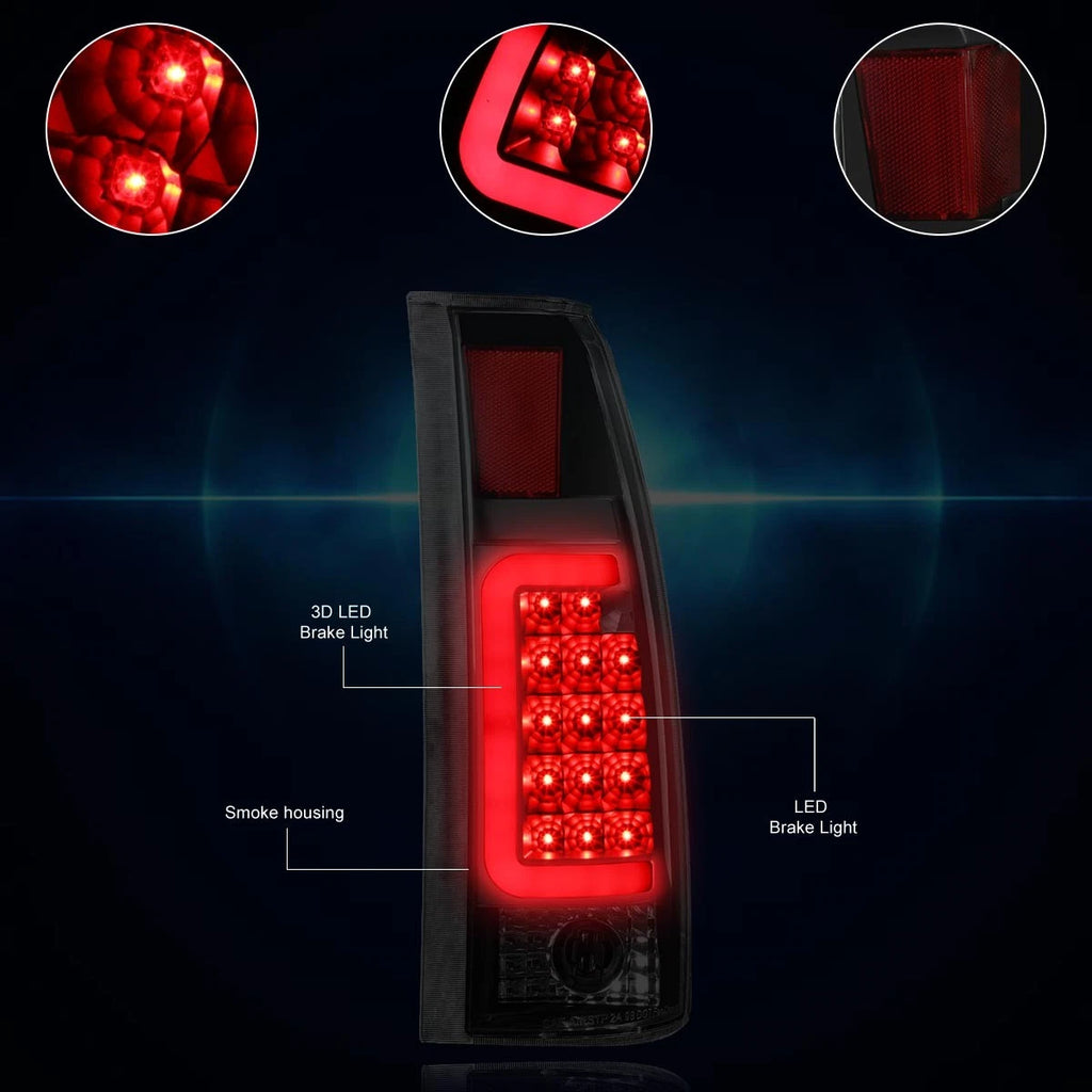 3D LED C-Bar Tail Light for Chevy C/K Pickup (1988–2000) Tinted