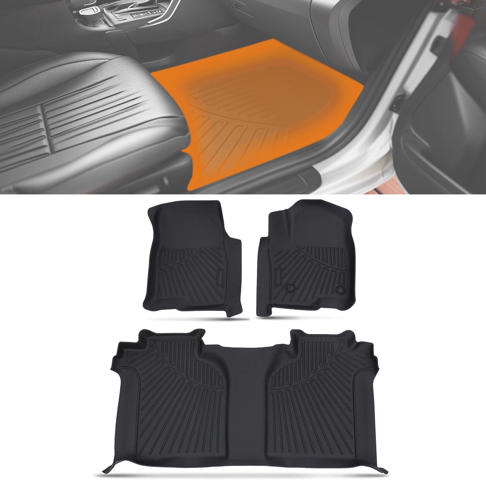 3X Floor Mats Liners Kit for Chevy Silverado 1500 Crew Cab (2019–2025) TPE
