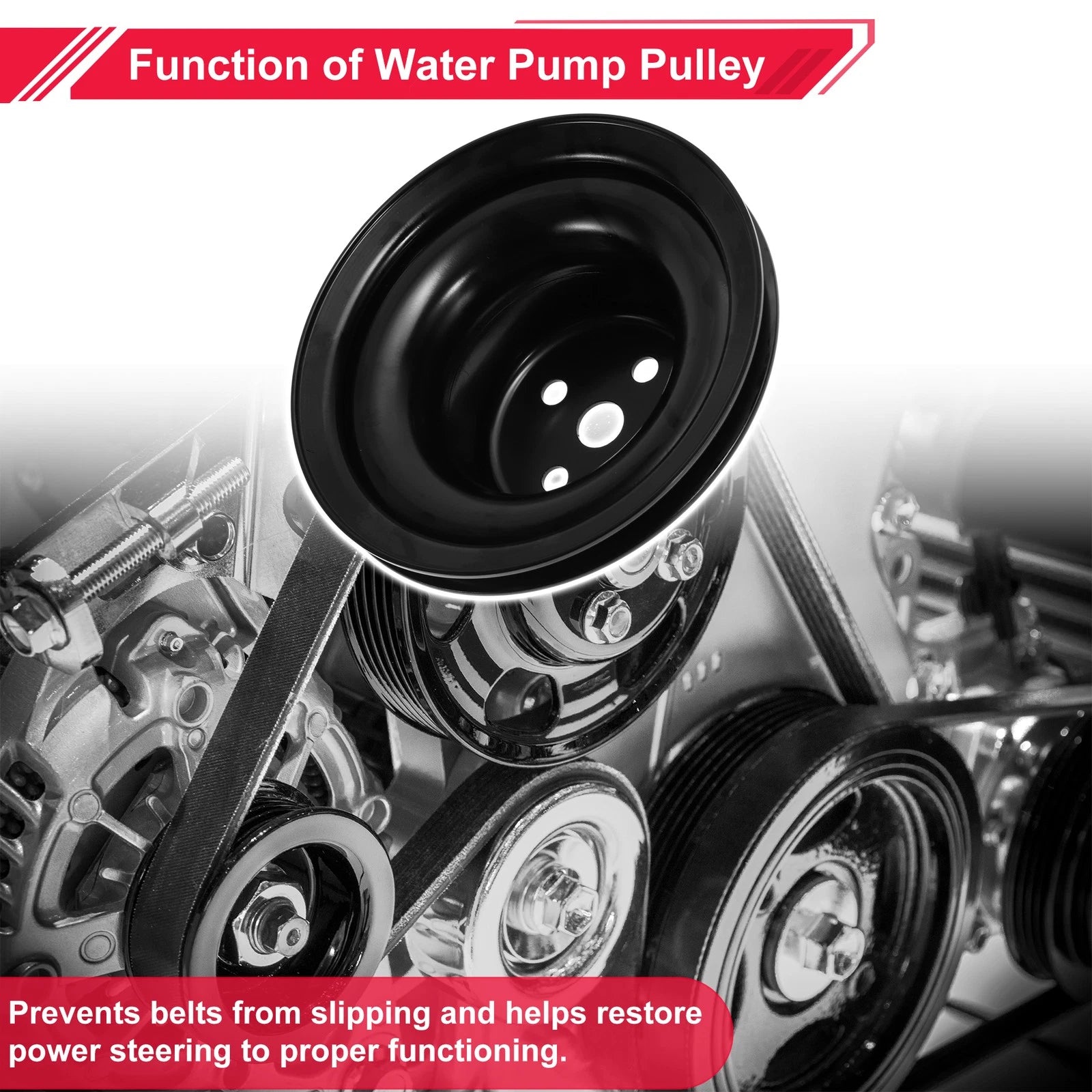 SWP Double-Groove Short Water Pump Pulley for Chevy Big Block 396 427 454 (1965–1986)
