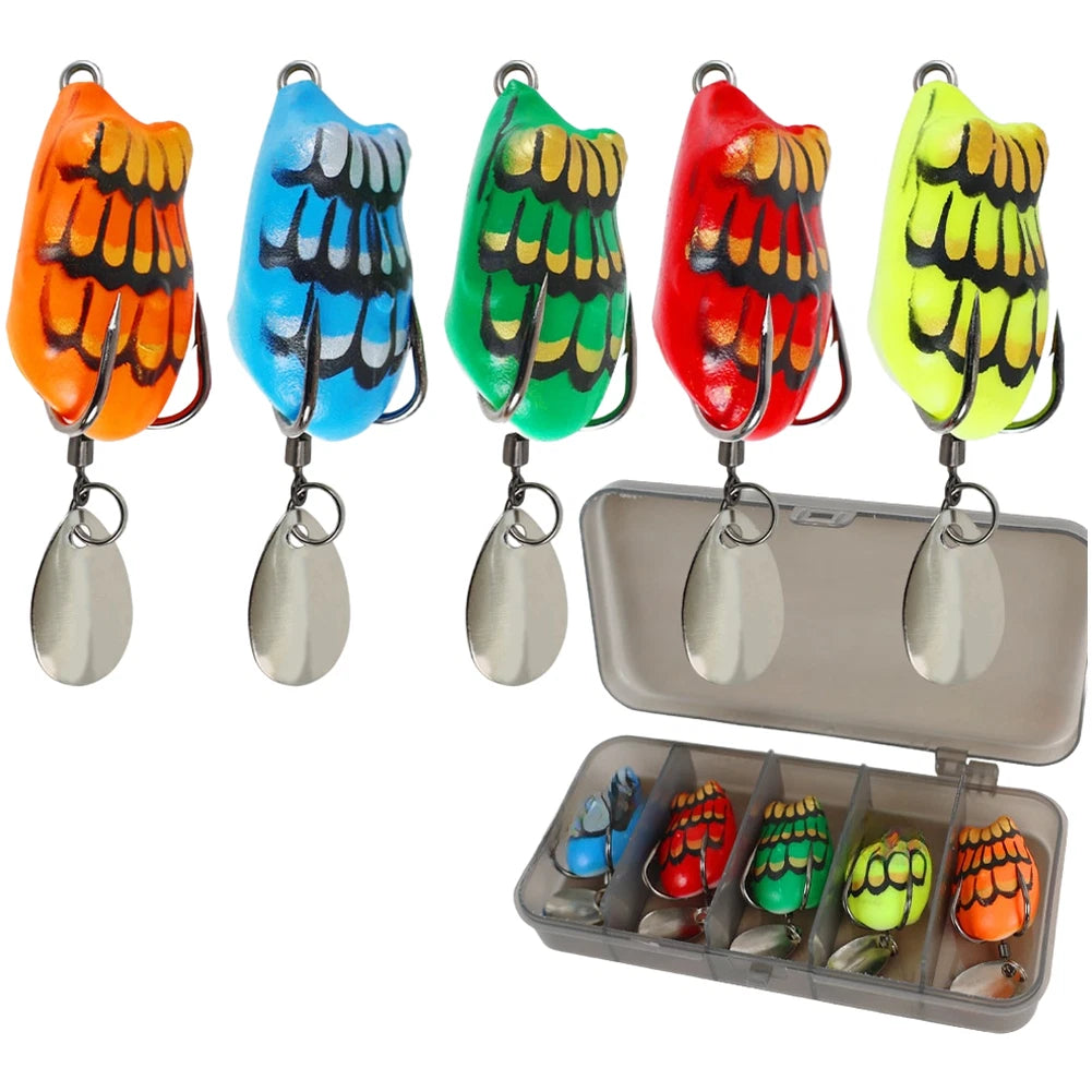 5 Pack Floating Frog Lures for Bass Fishing (Topwater)