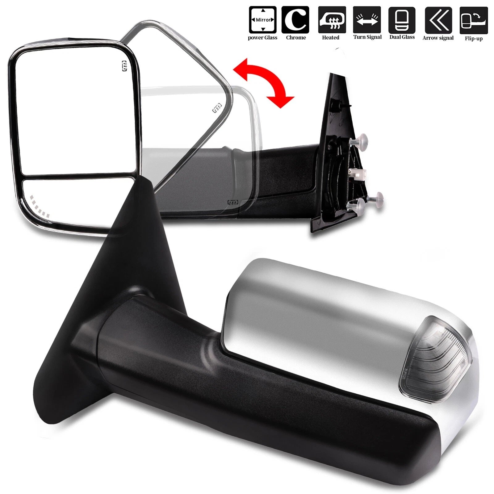 Chrome Towing Mirrors for Dodge (2002–2008)