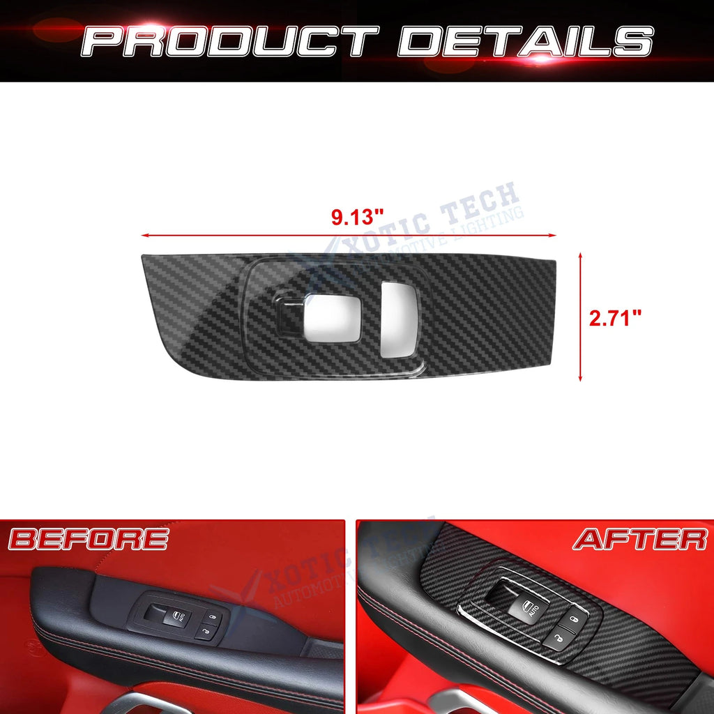 Carbon Fiber Look Door Window Lift Button Panel Trim for Dodge Challenger (2015-2023)